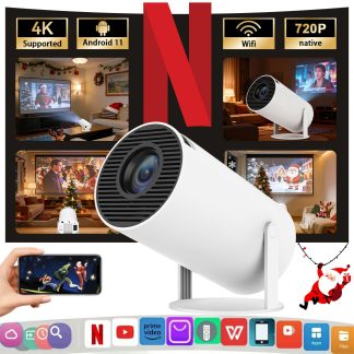 4K Android 11 Mini Projektor mit eingebautem Lautsprecher